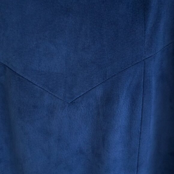 Vintage Danier Blue 100% Suede Leather Short Sleeve Midi Dress Large - Picture 6 of 13